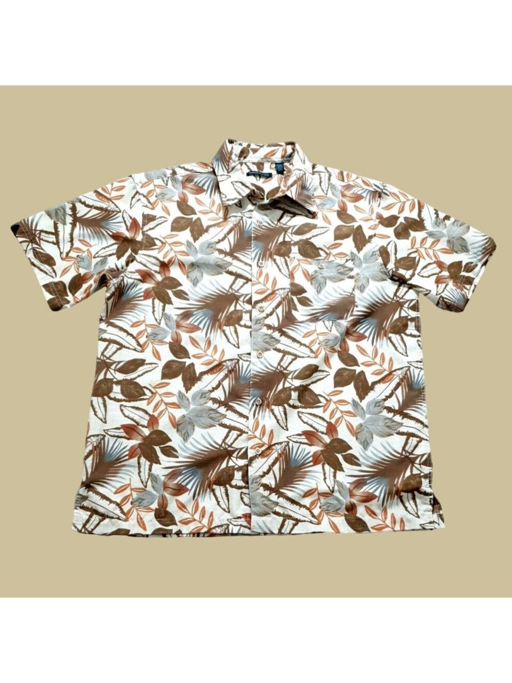 Van Heusen Studio Large Mens Short Sleeve Shirt Dress Hawaiian Casual Vacation